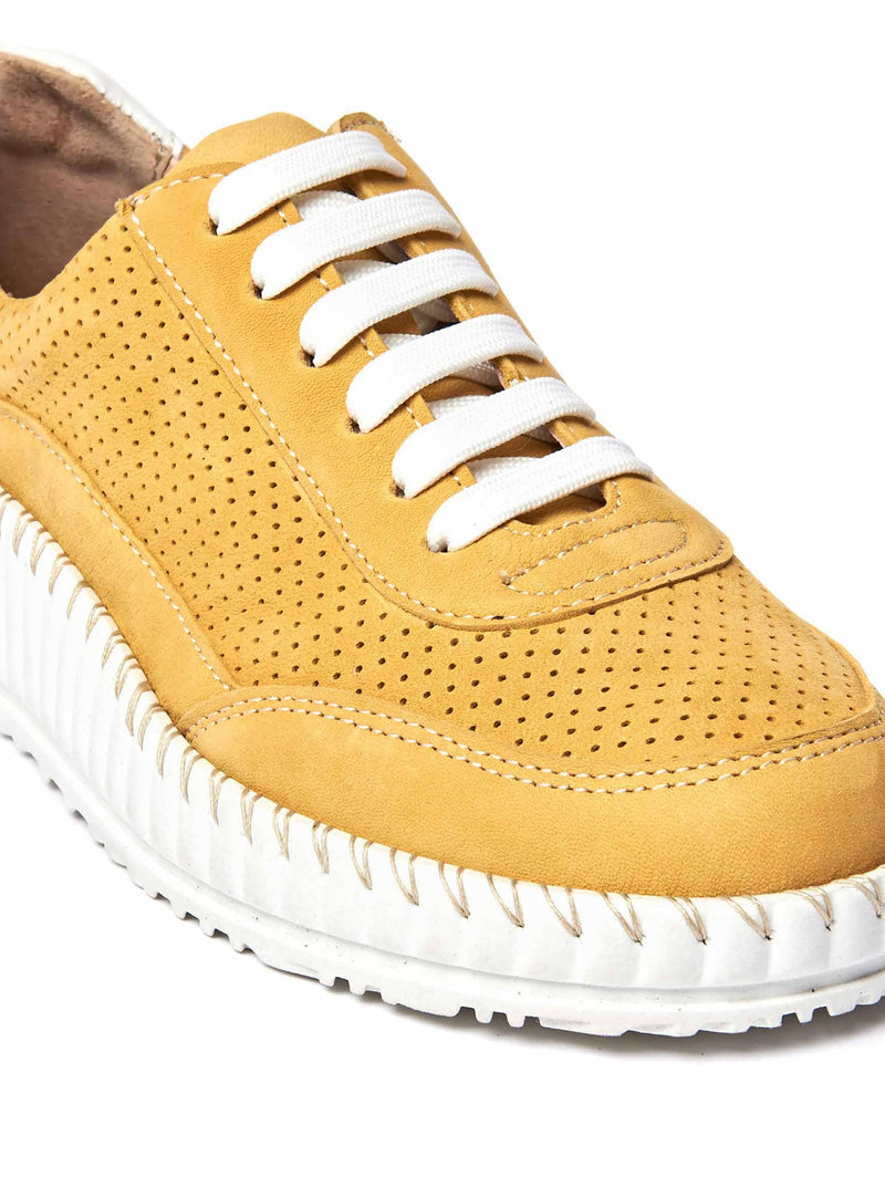 Yellow Nubuck wedge trainers - STRETE BUTTERCUP YELLOW