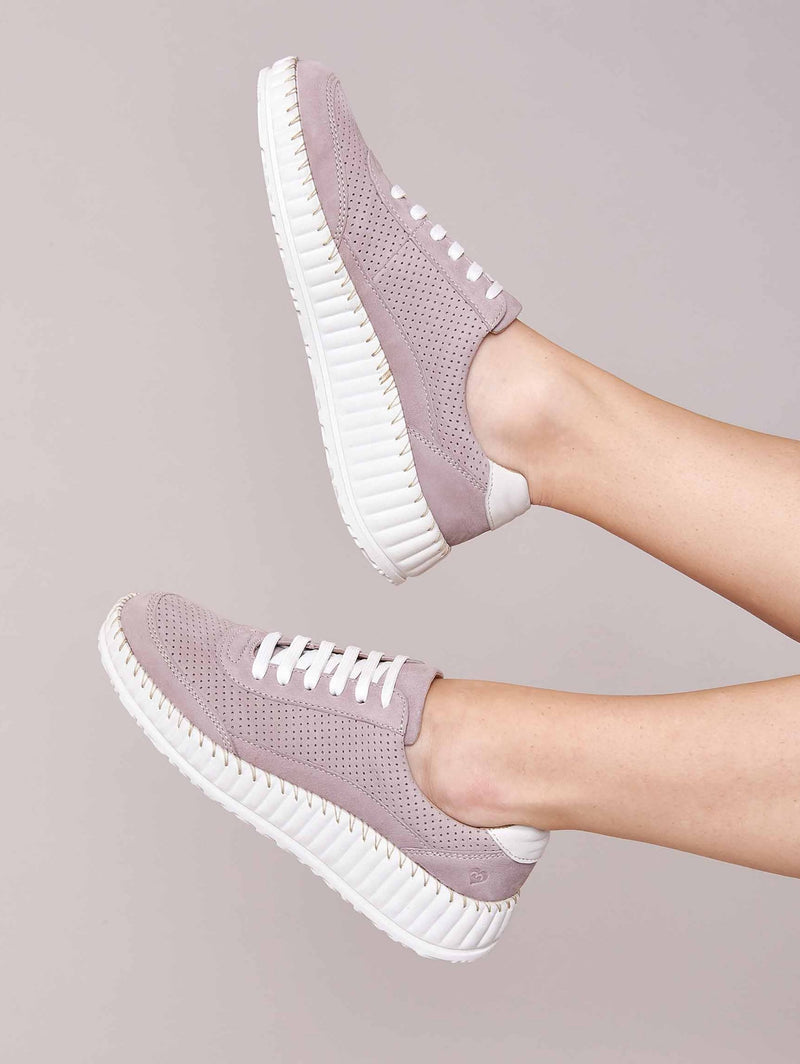 Purple Nubuck wedge trainers - STRETE WASHED LILAC
