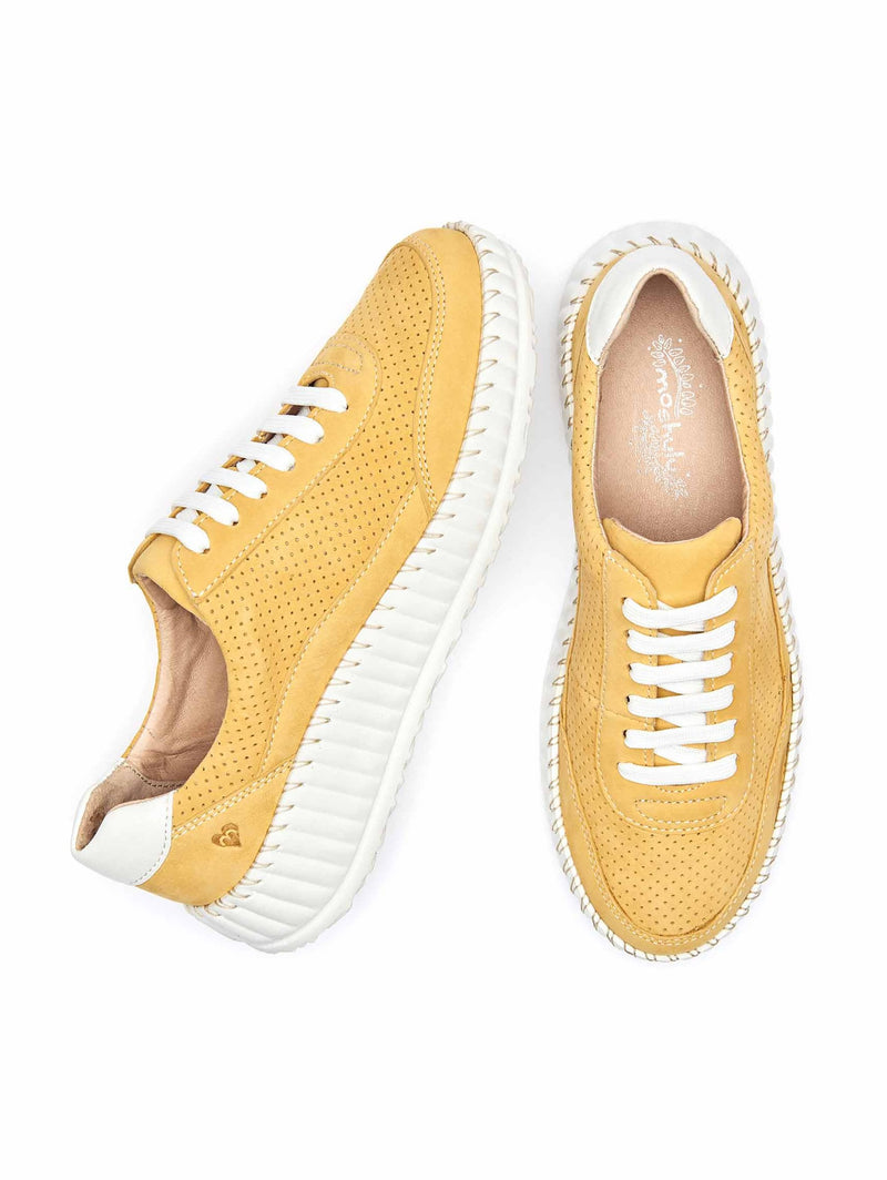 Yellow Nubuck wedge trainers - STRETE BUTTERCUP YELLOW