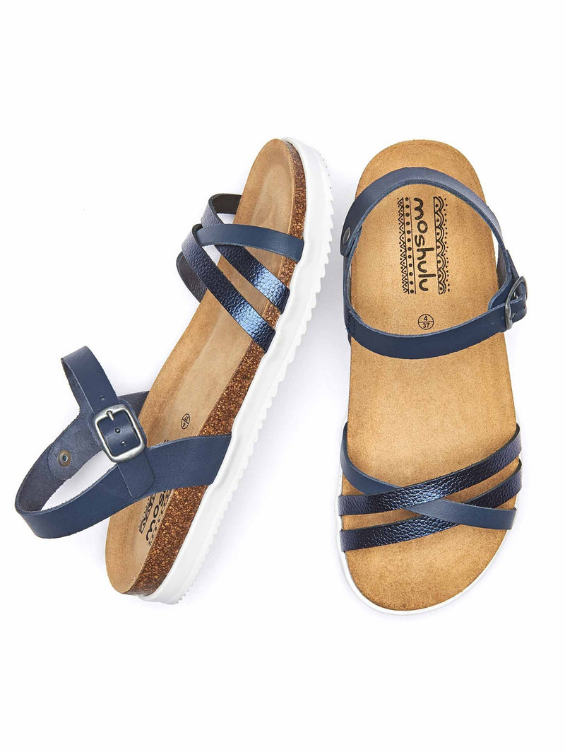 Blue Crossover strap cork sandals - ELMER INDIGO