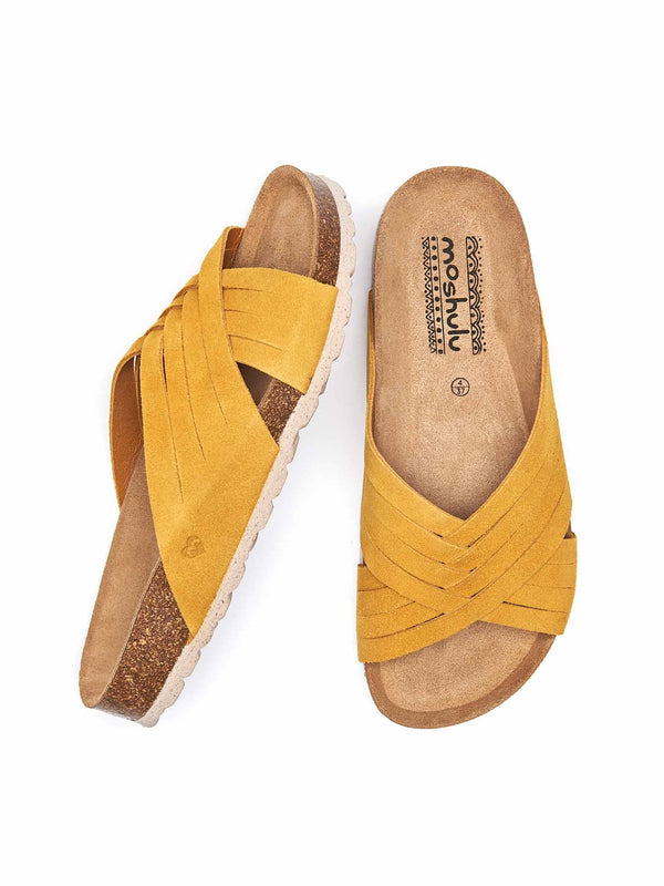 Yellow Crossover cork footbed sandals - MINNIS YELLOW