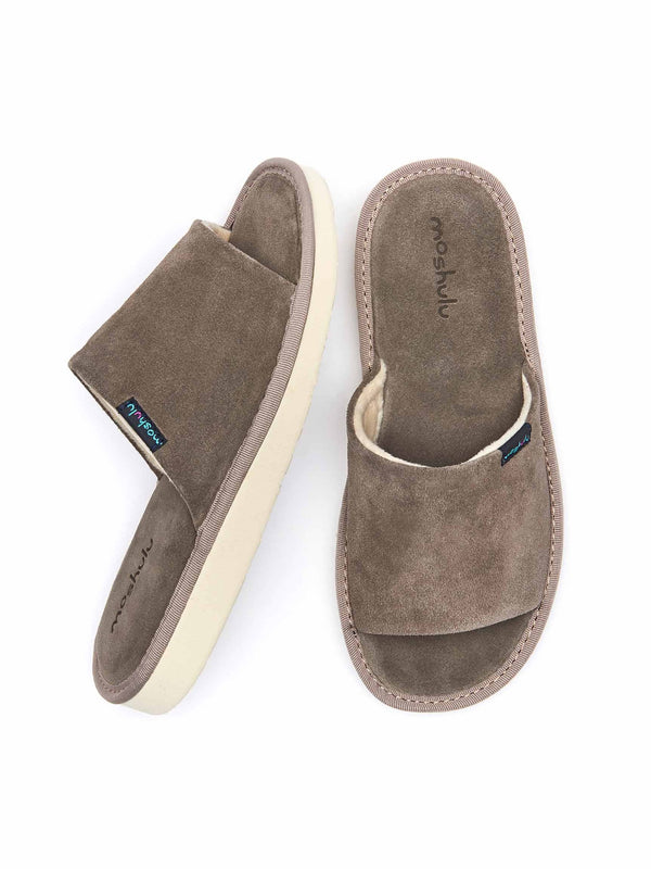 Grey Pastel suede slider slippers - TOULON GREY