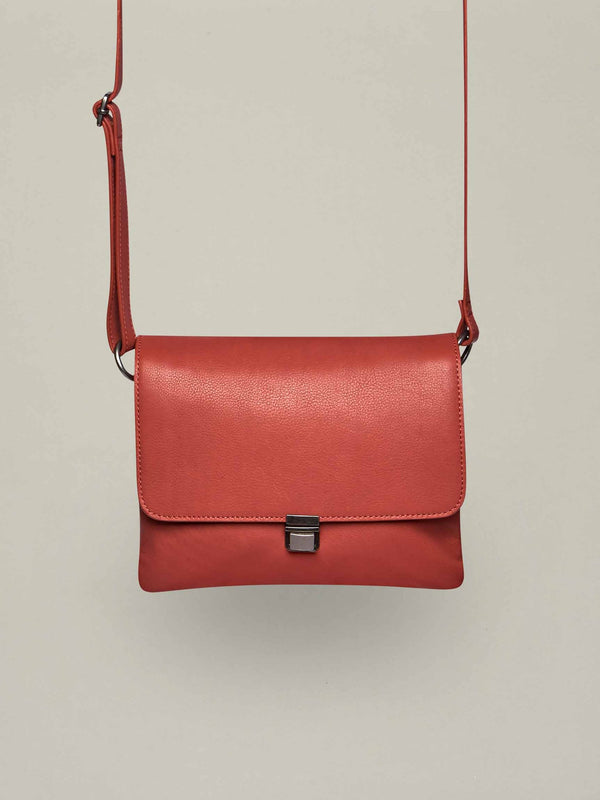 Red leather shoulder bag - BUDBURST RED EARTH/BLOSSOM