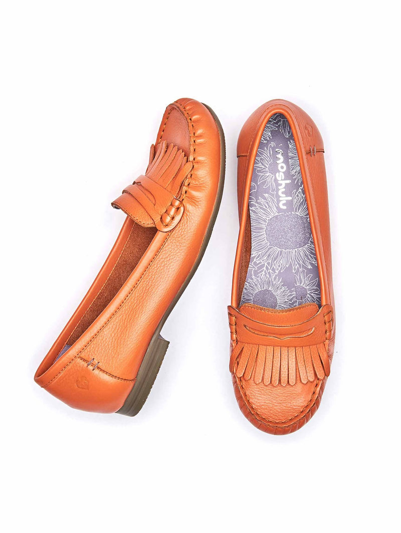 Orange fringed leather loafers - ITALIAN DRESSING ORANGE