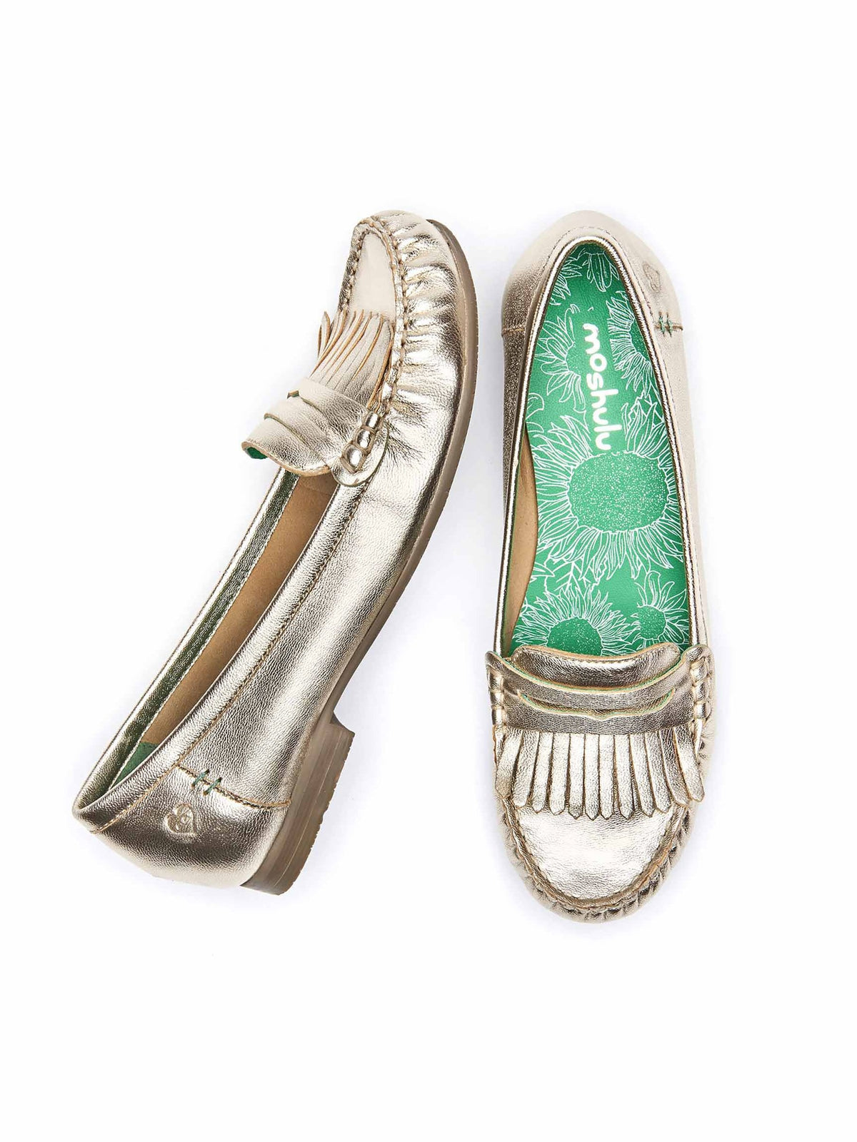 Metallic fringed leather loafers - ITALIAN DRESSING GILT