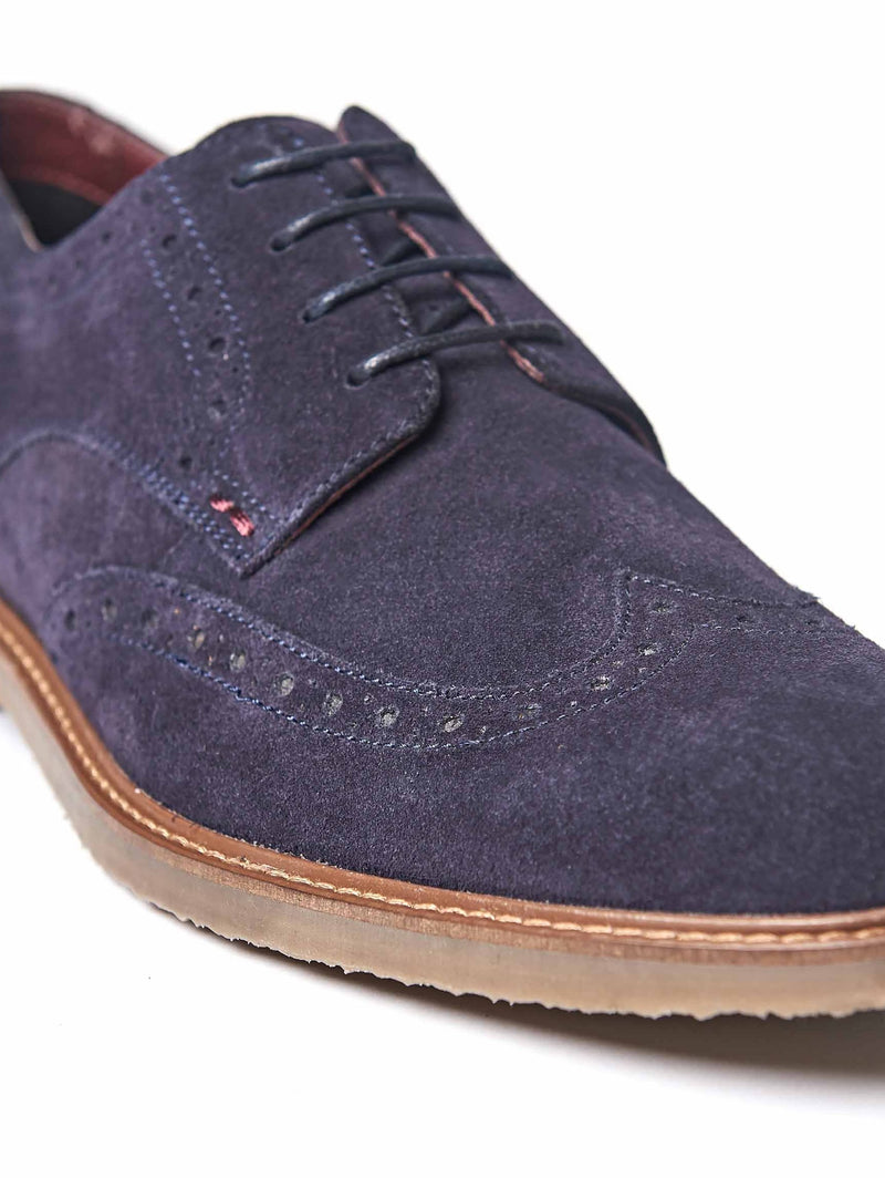 Blue men's brogue shoes - BOSCASTLE 2 NAVY SUEDE