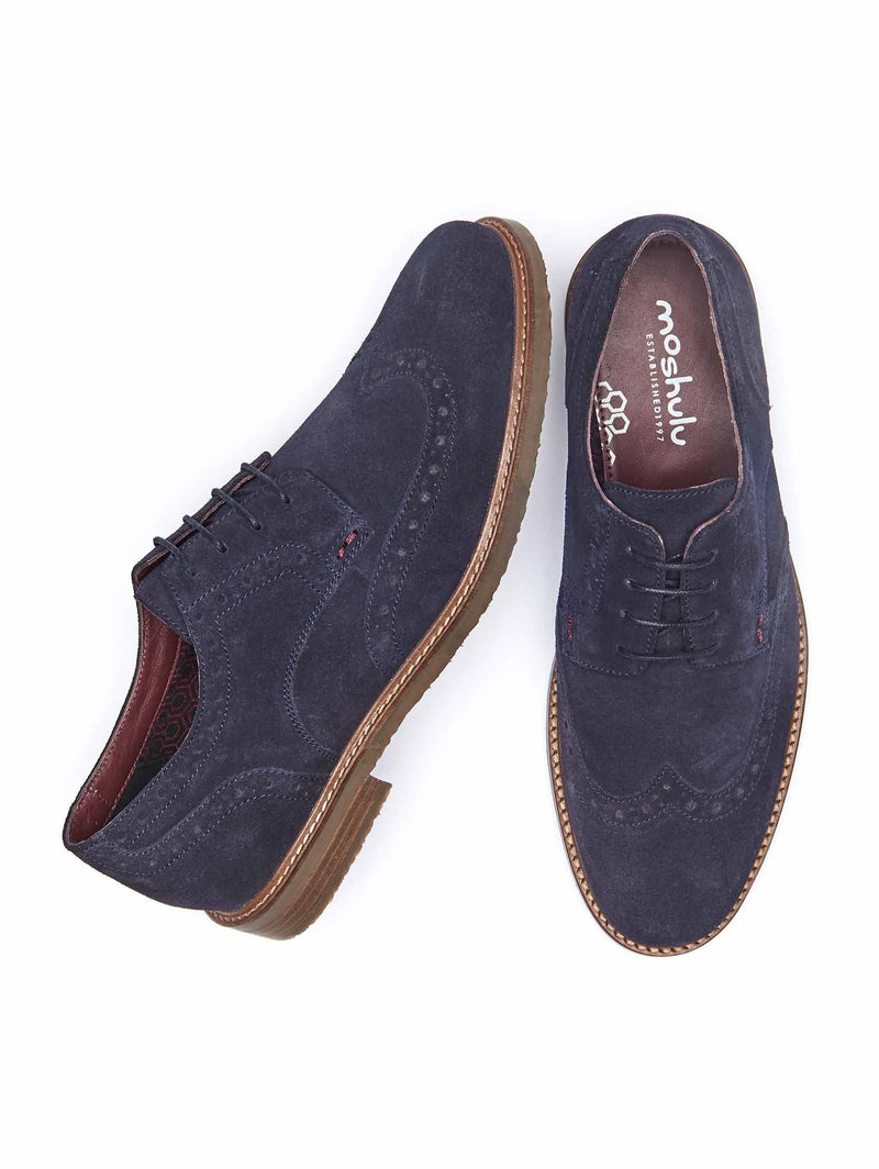 Blue men's brogue shoes - BOSCASTLE 2 NAVY SUEDE