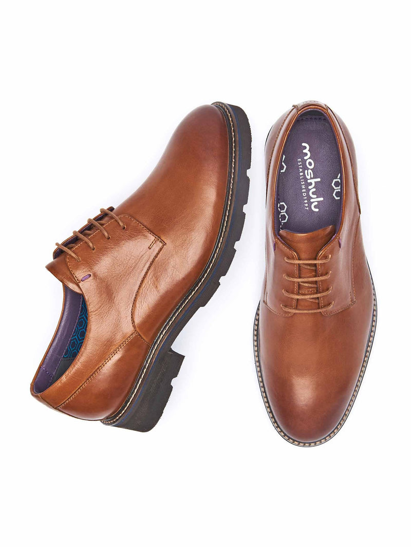 Brown men's suede derby shoes - GASKET 2 TAN