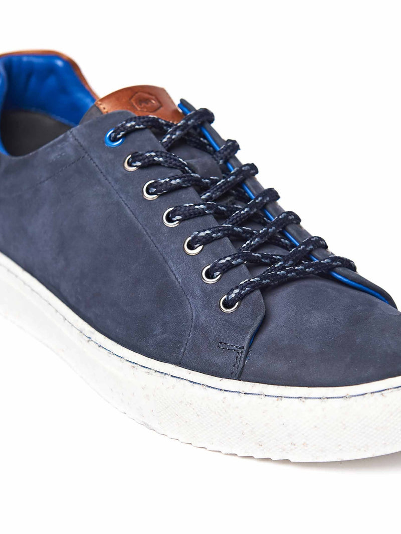 Grey men's round toe leather trainers - LOAM GREY