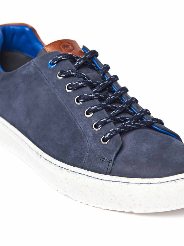 Grey men's round toe leather trainers - LOAM GREY