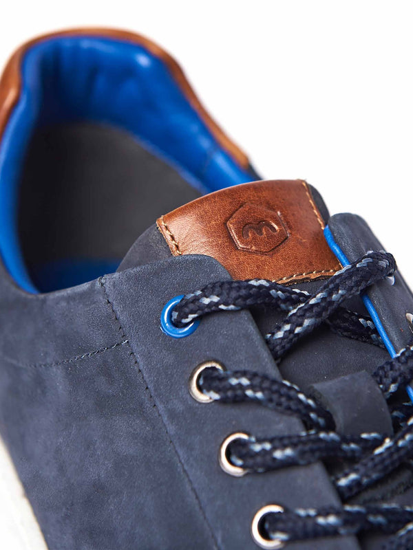 Grey men's round toe leather trainers - LOAM GREY
