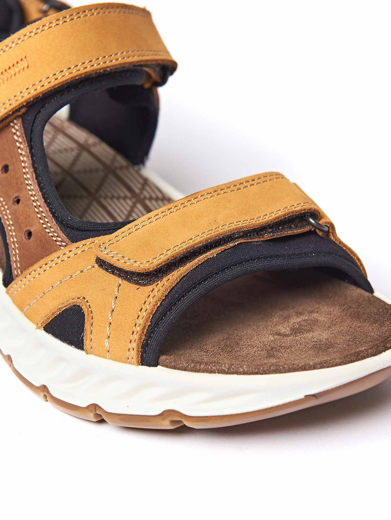Brown leather touch fastening sandals - RETERTH TAN/BROWN