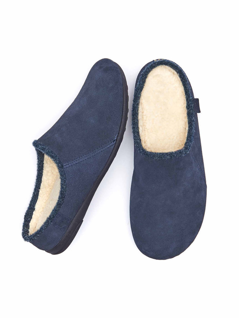 Blue men's suede mule slippers - DERRIL NAVY