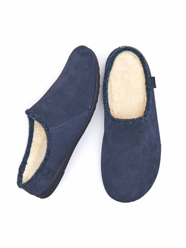 Blue men's suede mule slippers - DERRIL NAVY