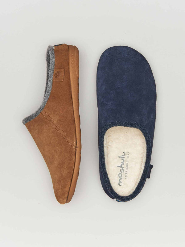 Brown men's suede mule slippers - DERRIL TAN