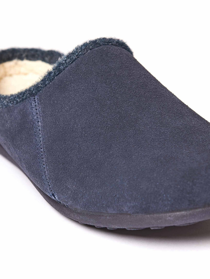 Blue men's suede mule slippers - DERRIL NAVY