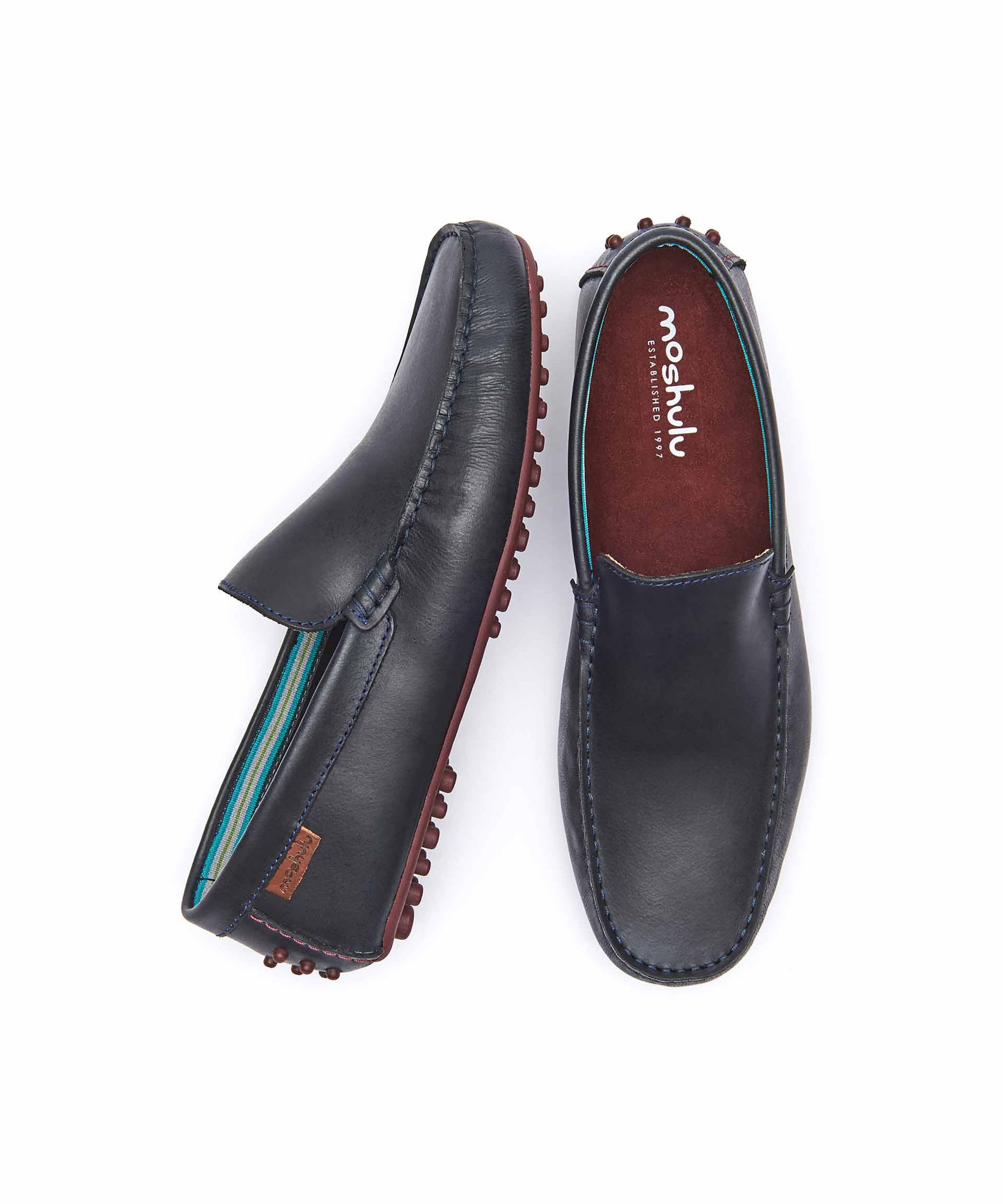 TALLAND NAVY | Blue men's waxy leather driving shoes | Moshulu