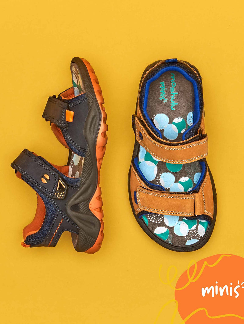 Brown kids nubuck adventure sandals - SLIDING TAN
