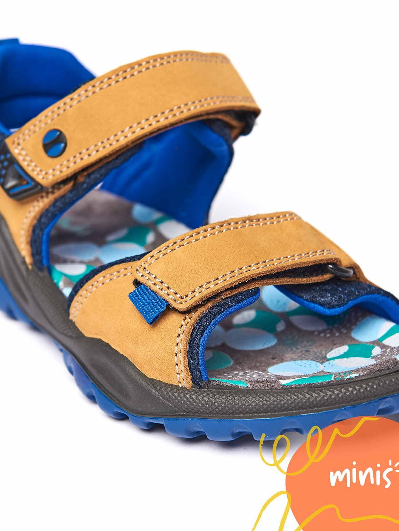 Brown kids nubuck adventure sandals - SLIDING TAN
