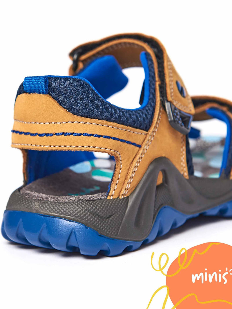 Brown kids nubuck adventure sandals - SLIDING TAN