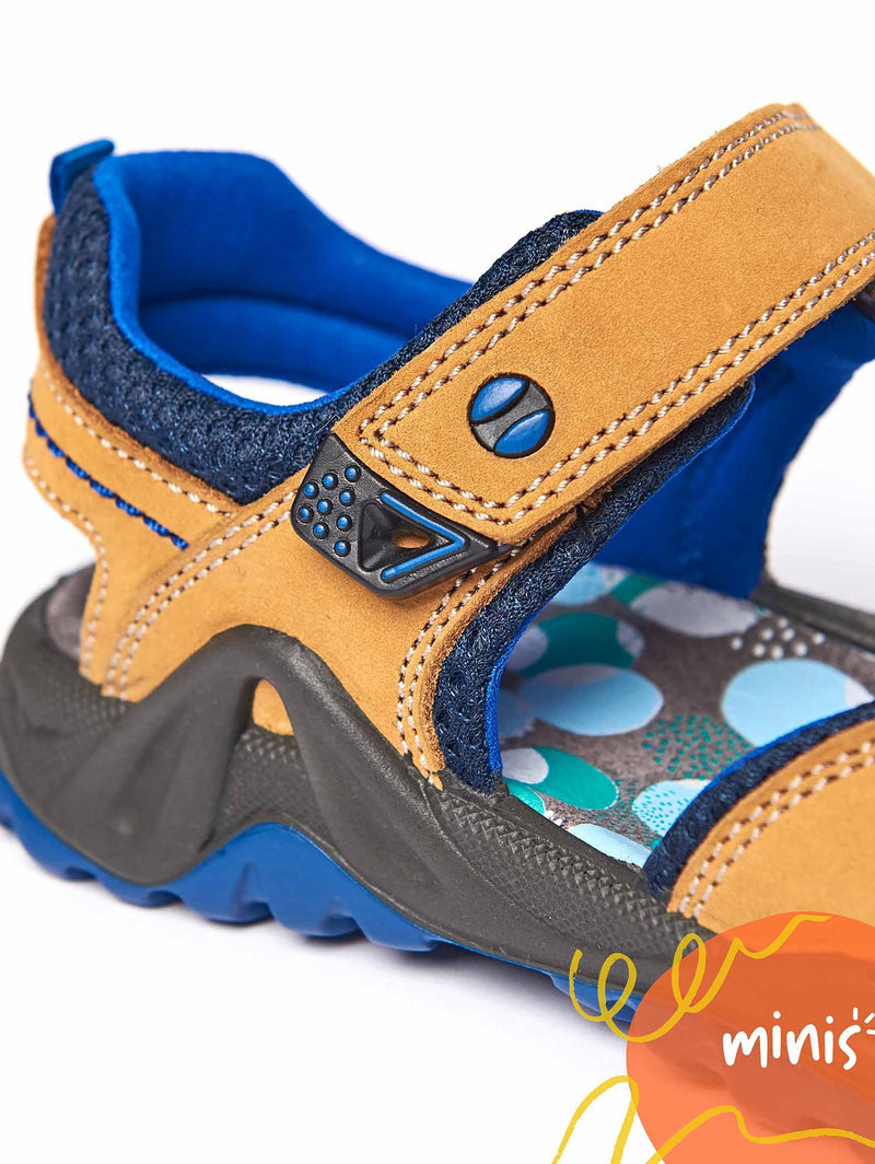 Brown kids nubuck adventure sandals - SLIDING TAN