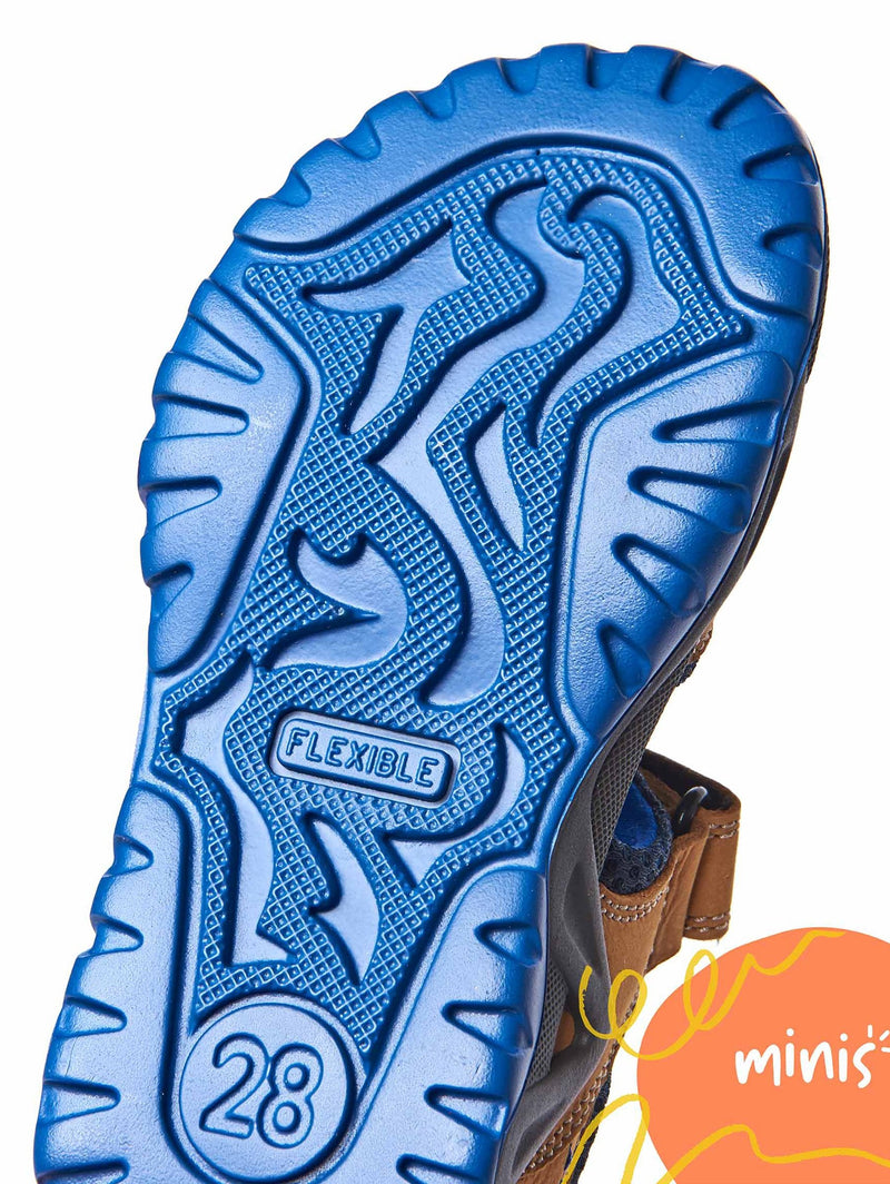 Brown kids nubuck adventure sandals - SLIDING TAN