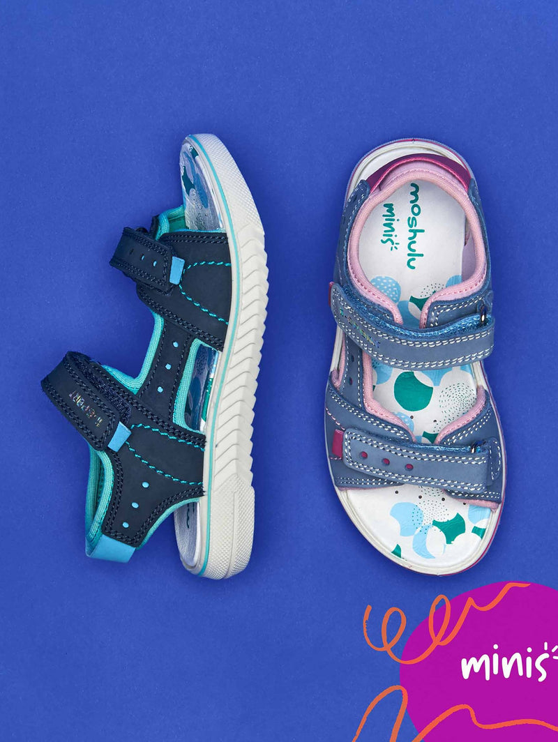 Blue kids nubuck everyday sandals - SKIPPING INDIGO