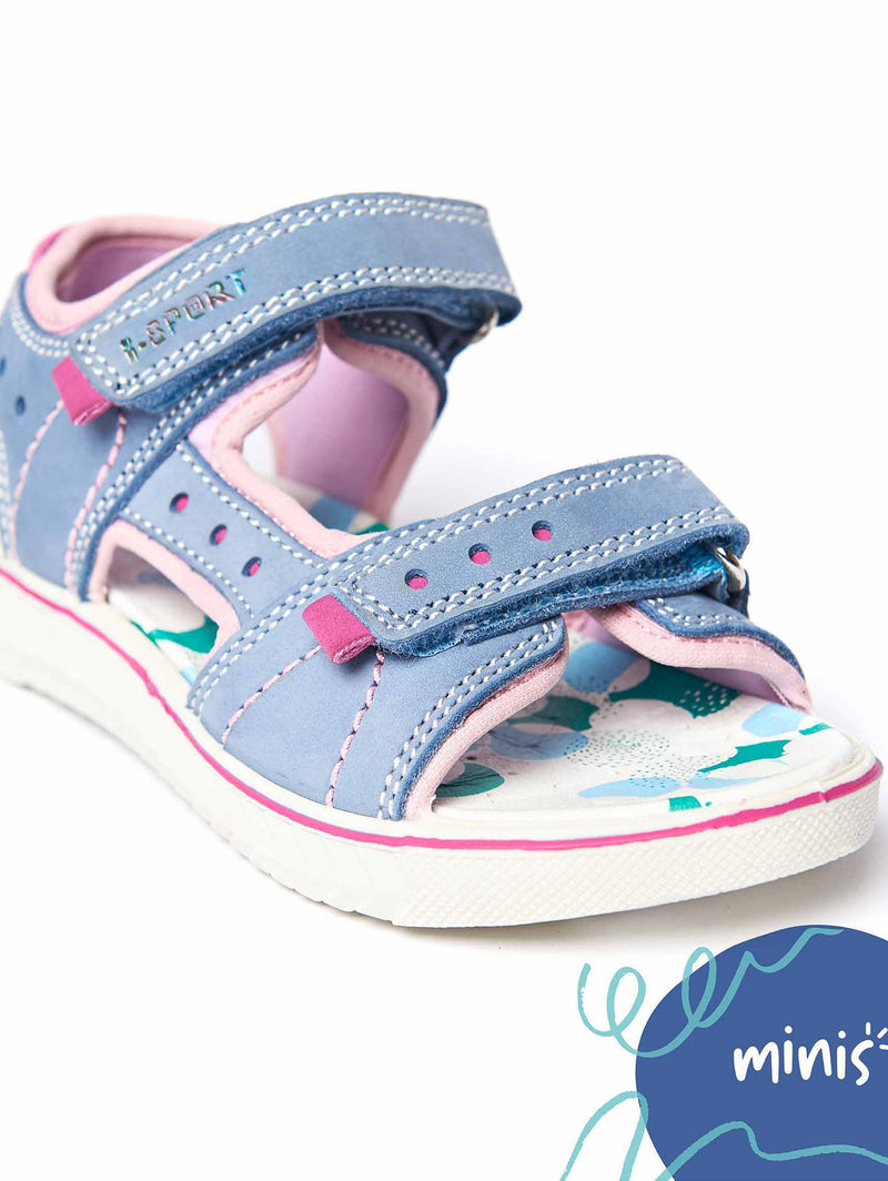 Blue kids nubuck everyday sandals - SKIPPING INDIGO