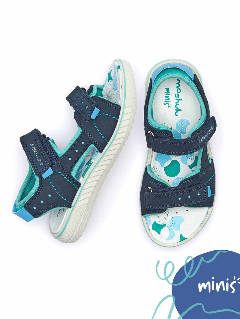 Blue kids nubuck everyday sandals - SKIPPING INDIGO