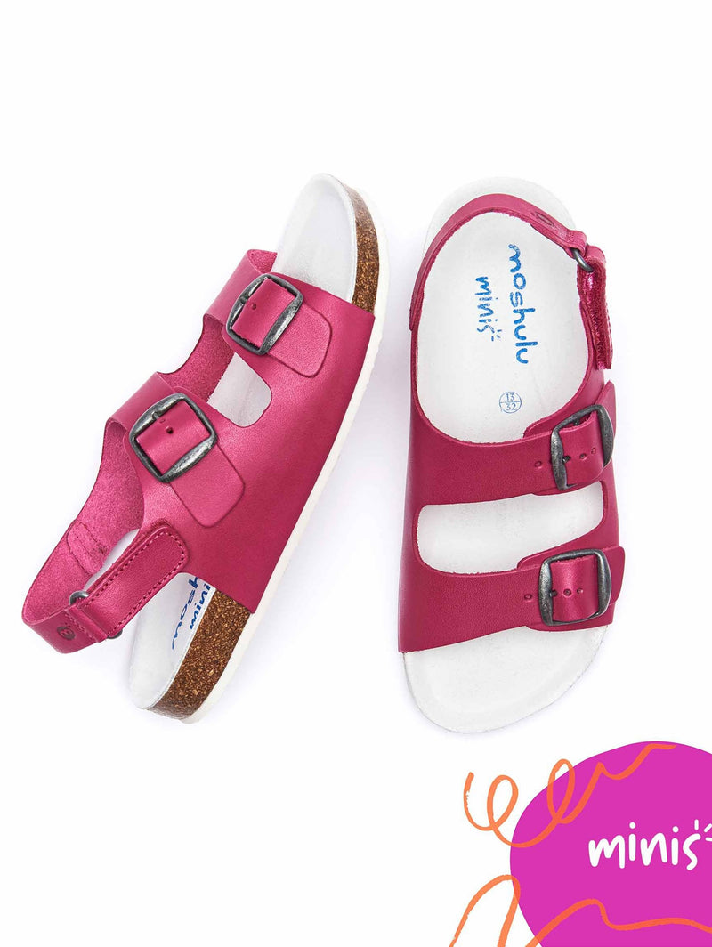 Pink kids cork footbed sandals - MINI PALME FUCHSIA