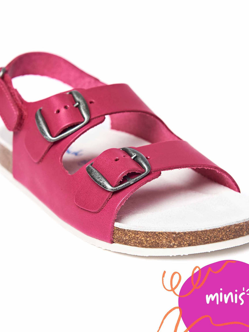 Pink kids cork footbed sandals - MINI PALME FUCHSIA