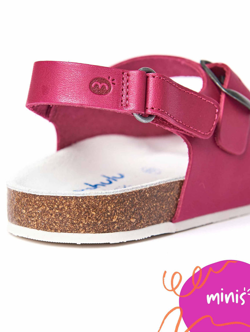 Pink kids cork footbed sandals - MINI PALME FUCHSIA