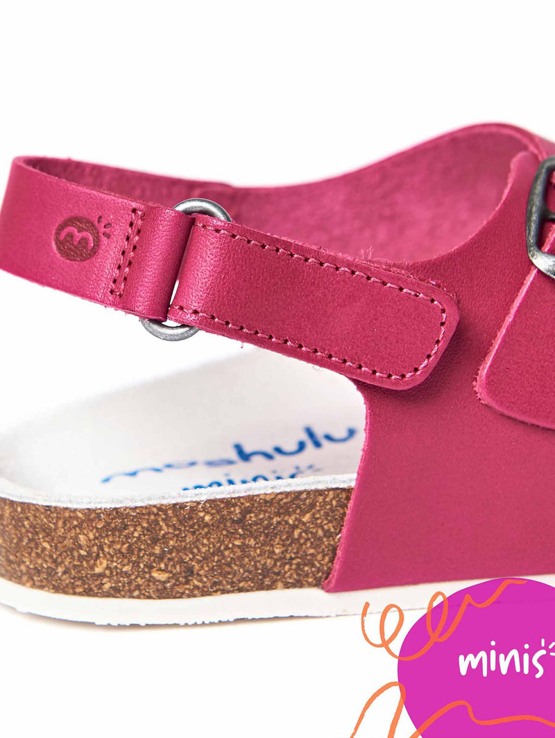 Pink kids cork footbed sandals - MINI PALME FUCHSIA