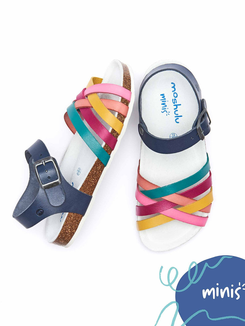 Blue kids strappy leather sandals - HOPPING INDIGO MULTI