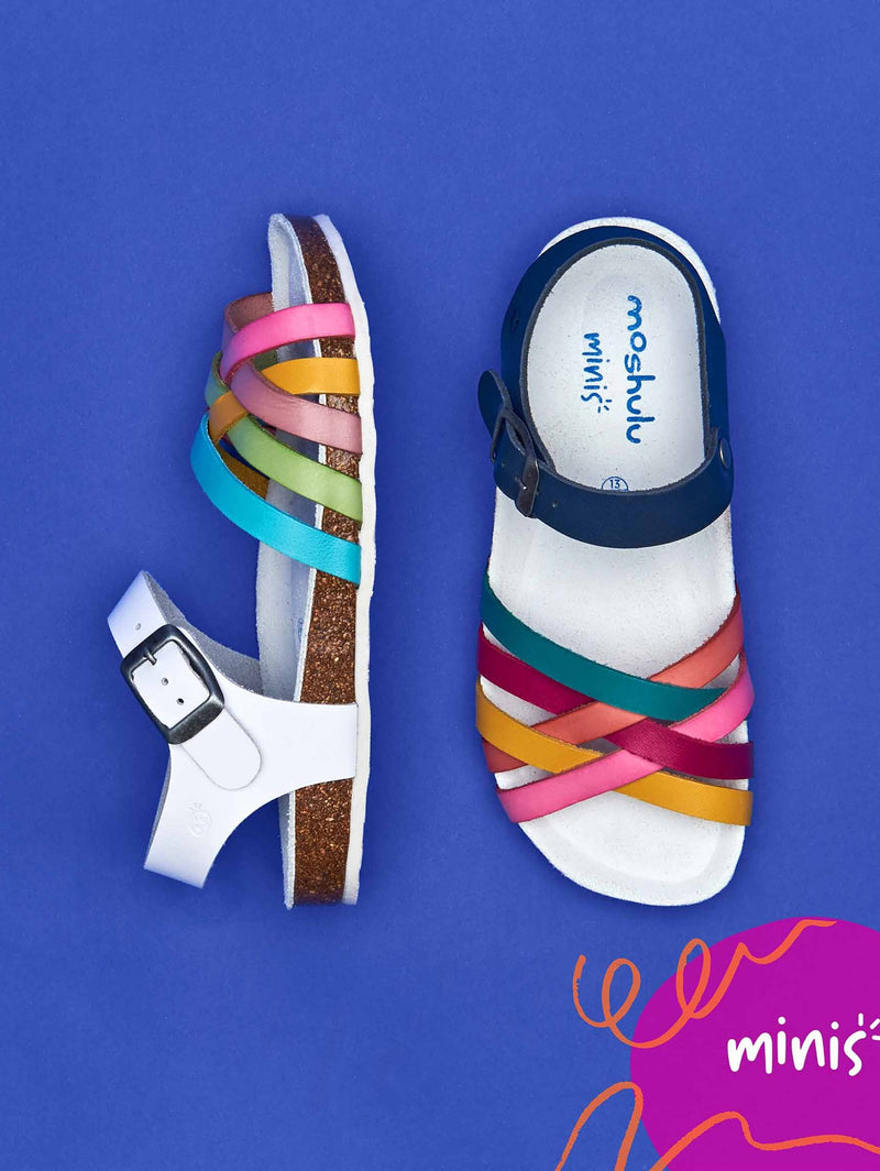 Blue kids strappy leather sandals - HOPPING INDIGO MULTI