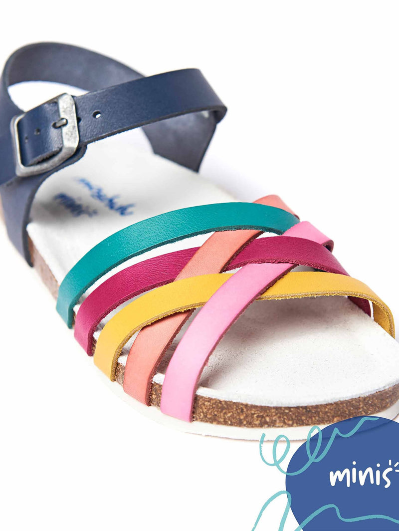 Blue kids strappy leather sandals - HOPPING INDIGO MULTI