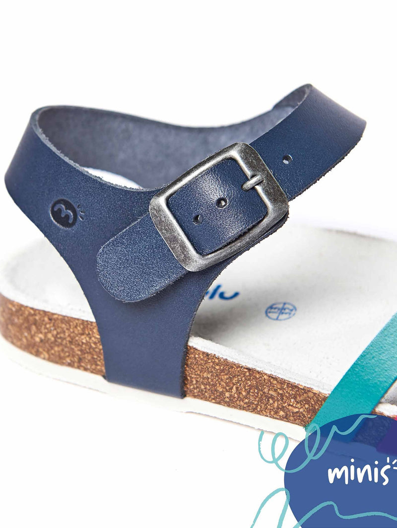 Blue kids strappy leather sandals - HOPPING INDIGO MULTI