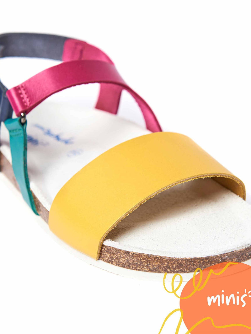 Yellow kids leather colourful sandals - SPRINGING YELLOW MULTI
