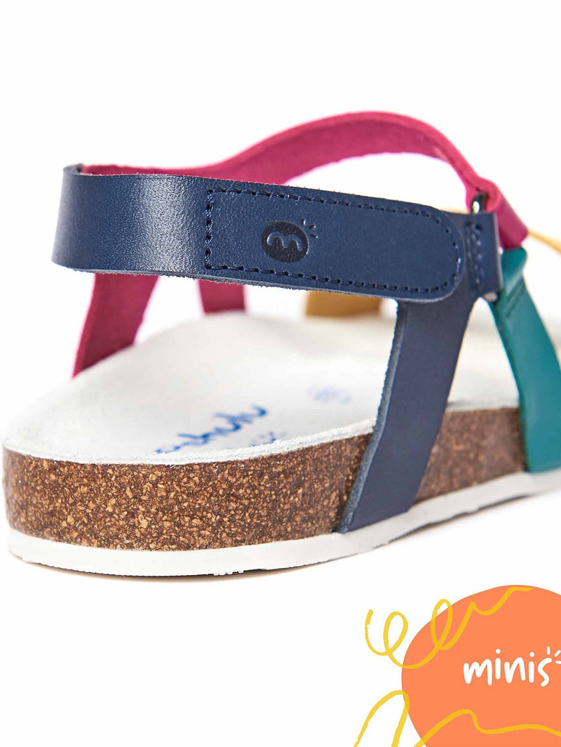 Yellow kids leather colourful sandals - SPRINGING YELLOW MULTI