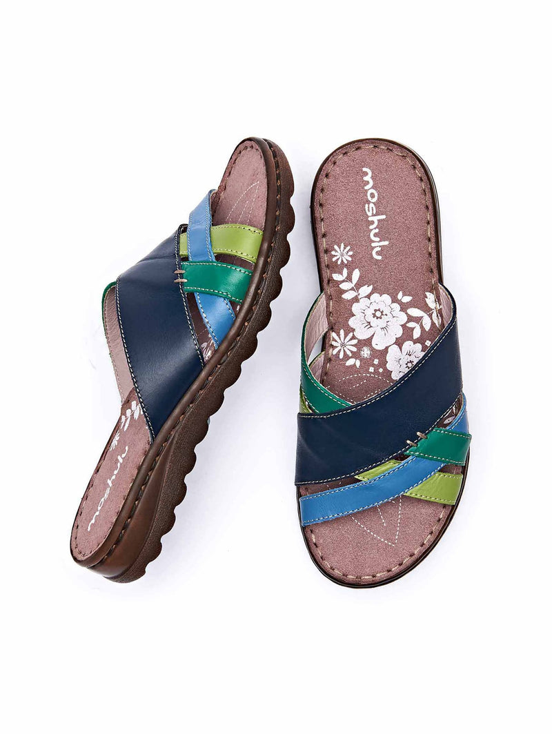 Blue Slip-on leather sandals - JALAPENO INDIGO