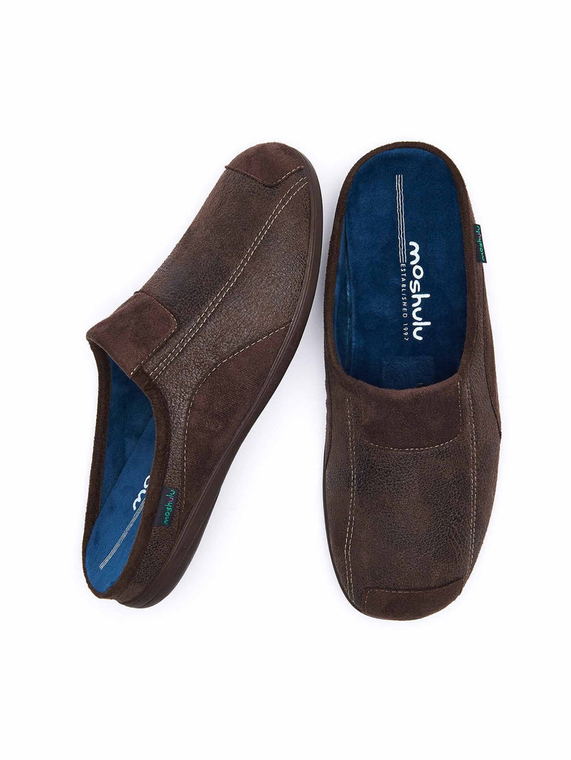 Brown men's slip-on slippers - JAKARTA 2 BROWN