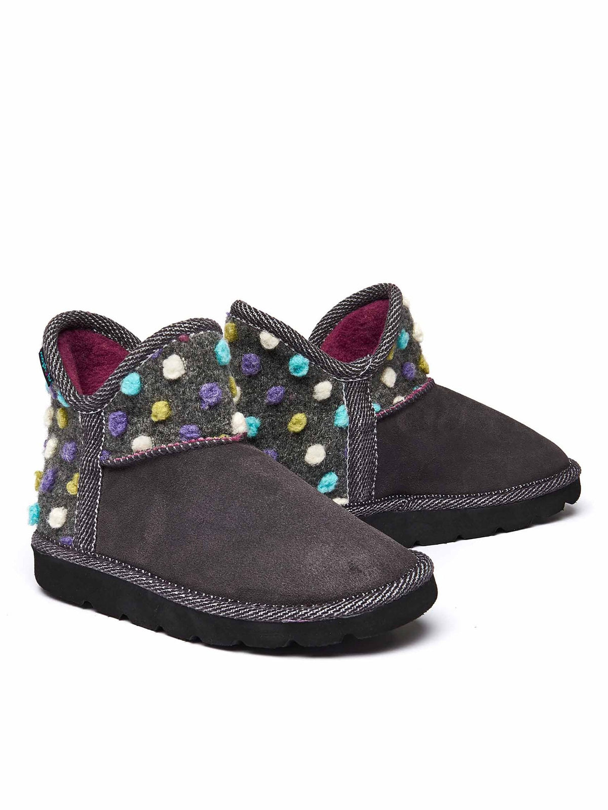Grey spotty bootie slippers - FIRESIDE 2 SLATE