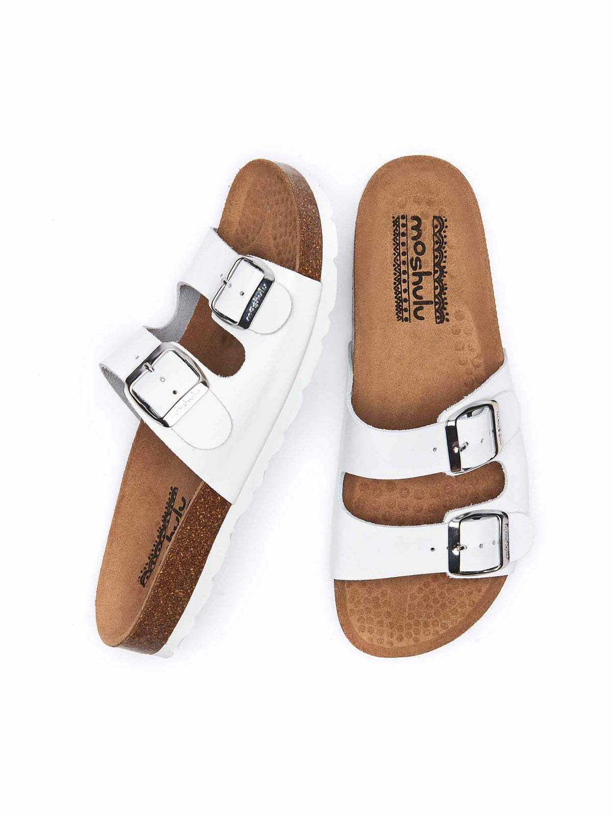 White Leather cork footbed sandals - DANUBE WHITE