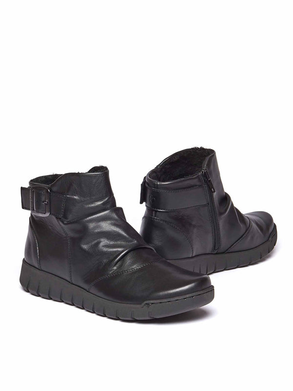 Black ruched leather ankle boots - VAGAR BLACK