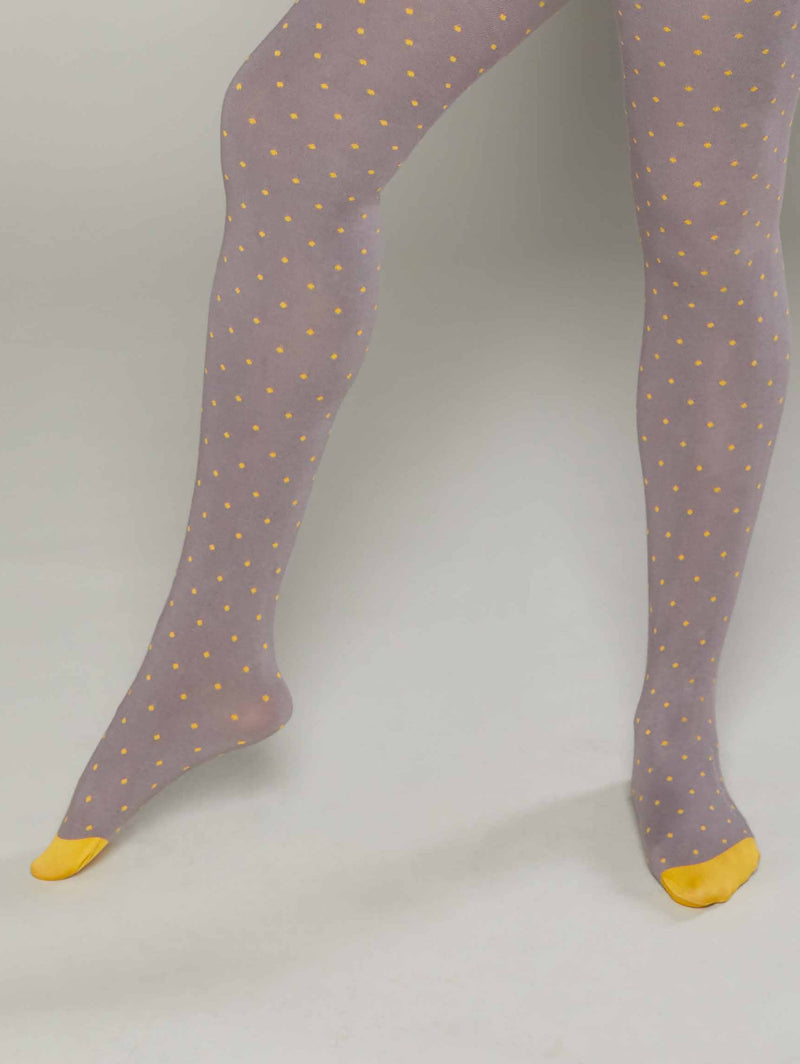 Grey ladies spotty tights - CHOC CHIP GREY/YELLOW