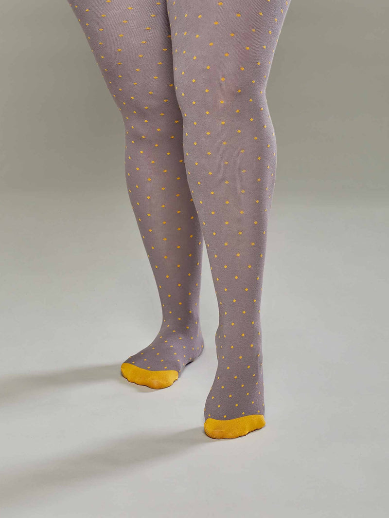Grey ladies spotty tights - CHOC CHIP GREY/YELLOW