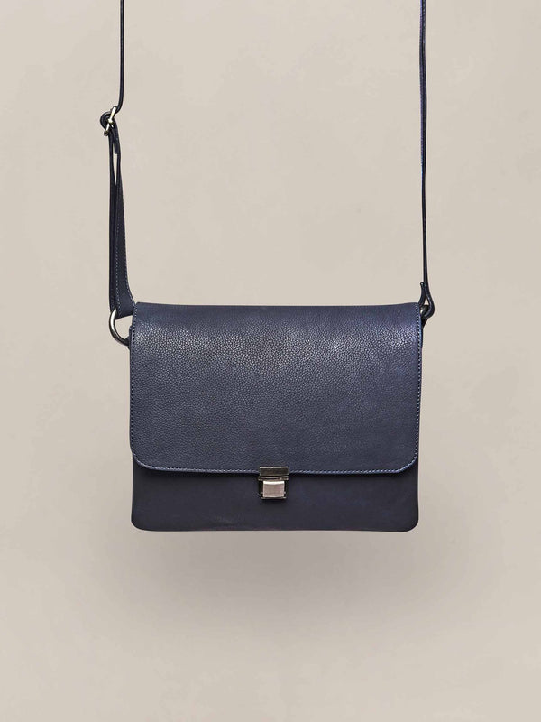 Blue leather shoulder bag - BUDBURST INDIGO