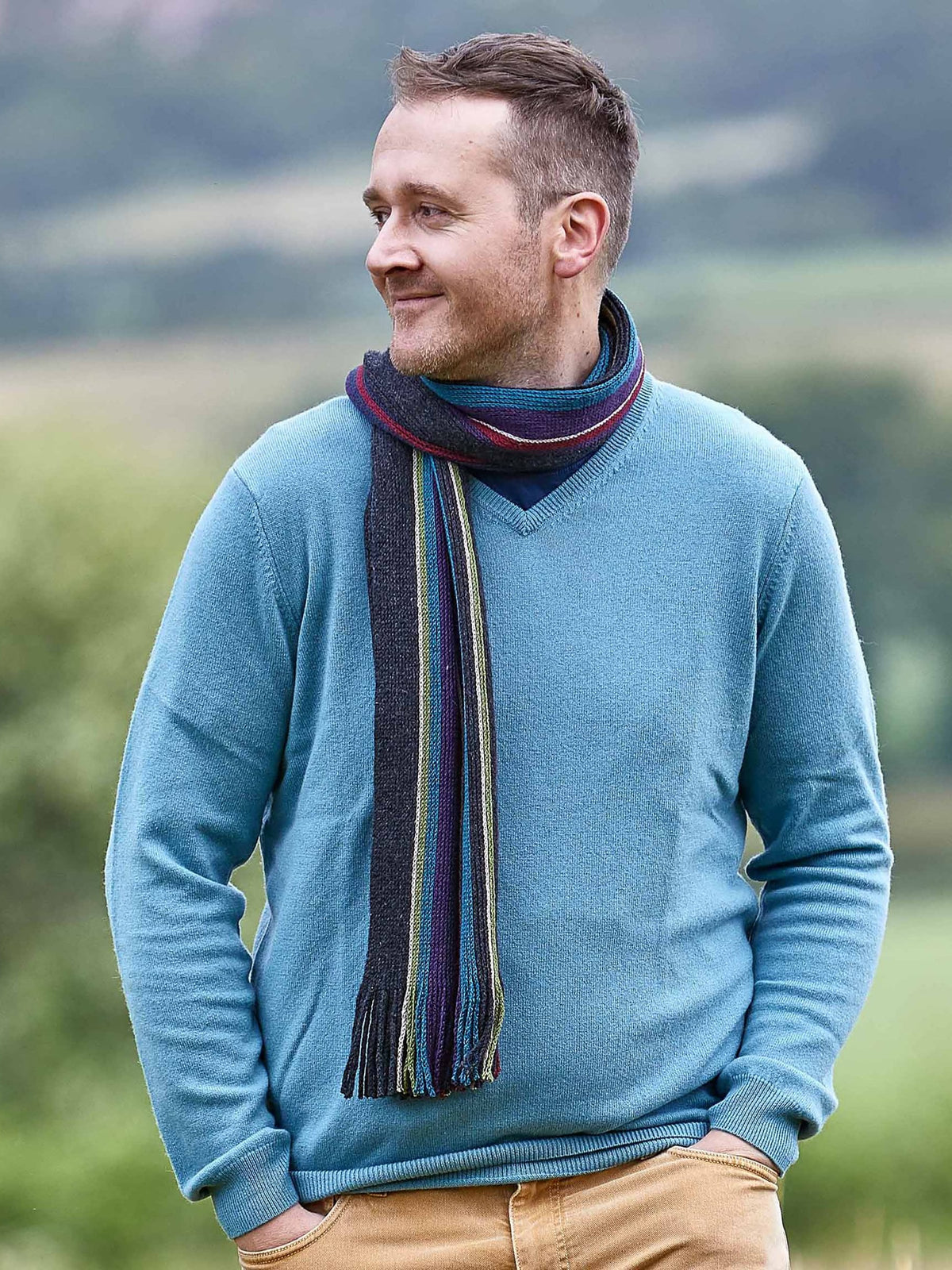 Multi Men's striped scarf - BUTE SCARF MULTI