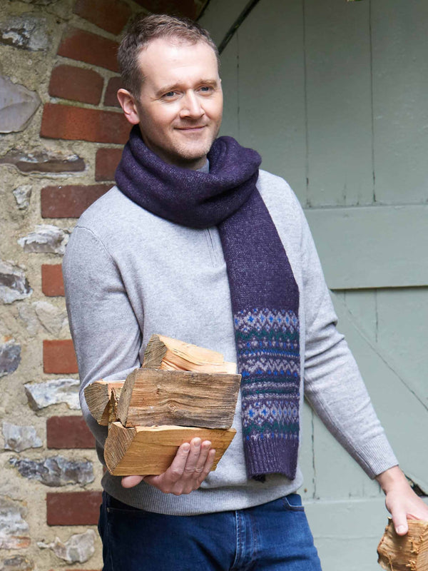 Blue Men's knitted scarf - FRAMPTON SCARF NAVY MULTI
