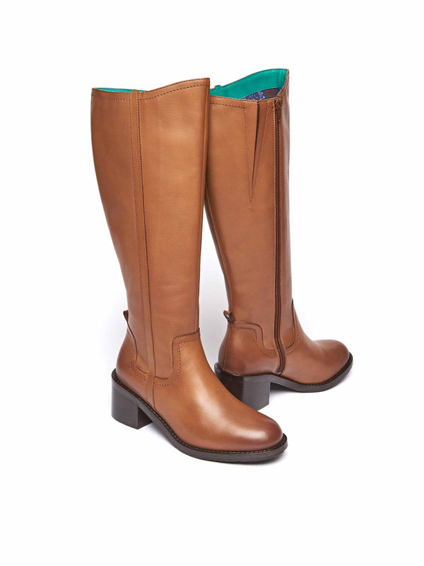 Brown heeled long riding boots - HEPWORTH TAN